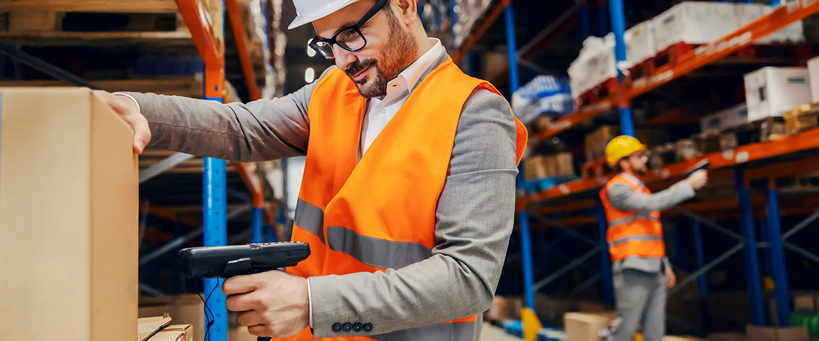 Workers taking inventory in a warehouse